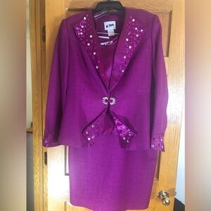 ML STUDIO Vibrant Fuchsia Three Piece Skirt Suit